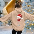thumbnail image 6 of Kaprioy Oversized Sweatshirt For Women Christmas hat Graphic Christmas Winter Sweatshirt Fall Fashion Long Sleeve Clothing Khaki, XL, 6 of 8