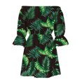 thumbnail image 4 of ibuvkizy Casual Dress for Women Fashion Summer Dress,Solid Color Off Shoulder Bell Sleeve Casual Printed Loose Dress,Gifts for Women, 4 of 5