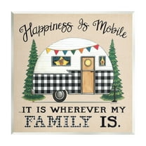 Stupell Industries Happiness Where Family Is Uplifting Plaid Camping Van Graphic Art Unframed Art Print Wall Art, Design by Deb Strain