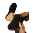 thumbnail image 4 of Commforr Womens Slip On Sandals, Womens Beach Sandals, Women's Cut-Out Sandals Slip On Open Back Mule Clogs Comfortable Breathable Shoes Chunky Heel Non Slip Slippers, Black, 5.5, 4 of 7