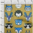 thumbnail image 2 of oneOone Polyester Spandex Dark Mustard Fabric Cute Animal Face Pattern Fabric For Sewing Printed Craft Fabric By The Yard 56 Inch Wide, 2 of 5