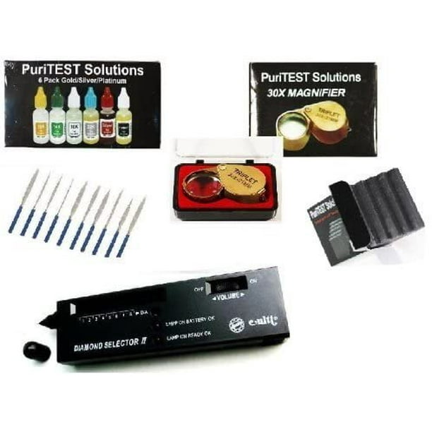 PuriTest Complete Jeweler's Hand Tool Kit - Acid Solutions, Test Stones, Diamond Tester, Scale ...