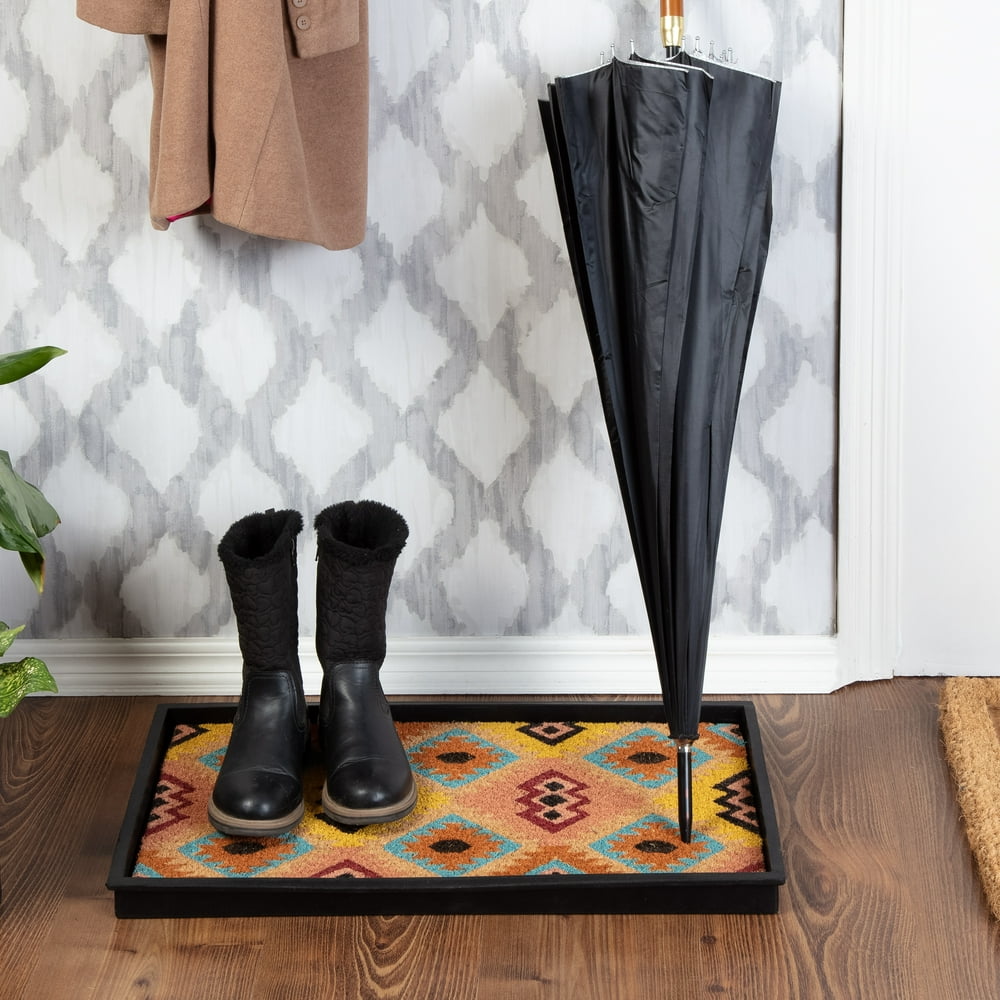Natural & Recycled Rubber Boot Tray with Tan & Multi Coir Insert