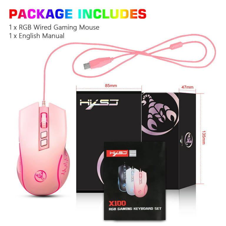  SOLUSTRE 4 Pcs USB Silent Mouse Optical Games Mice RGB Gamer  USB Chargeable Noiseless Clicking Computer Gaming Mice Silent Click Wired  Noiseless Optical Luminous Office Abs Laptop Keyboard : Video Games
