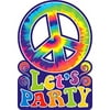 "Groovy 60s Party Postcard Invitations with Seals (24 Piece), Multi Color, 7.5 x 4.6"", Features a rainbow tie-dye peace sign above the a colorful ""Lets Party"" headline By Amscan"