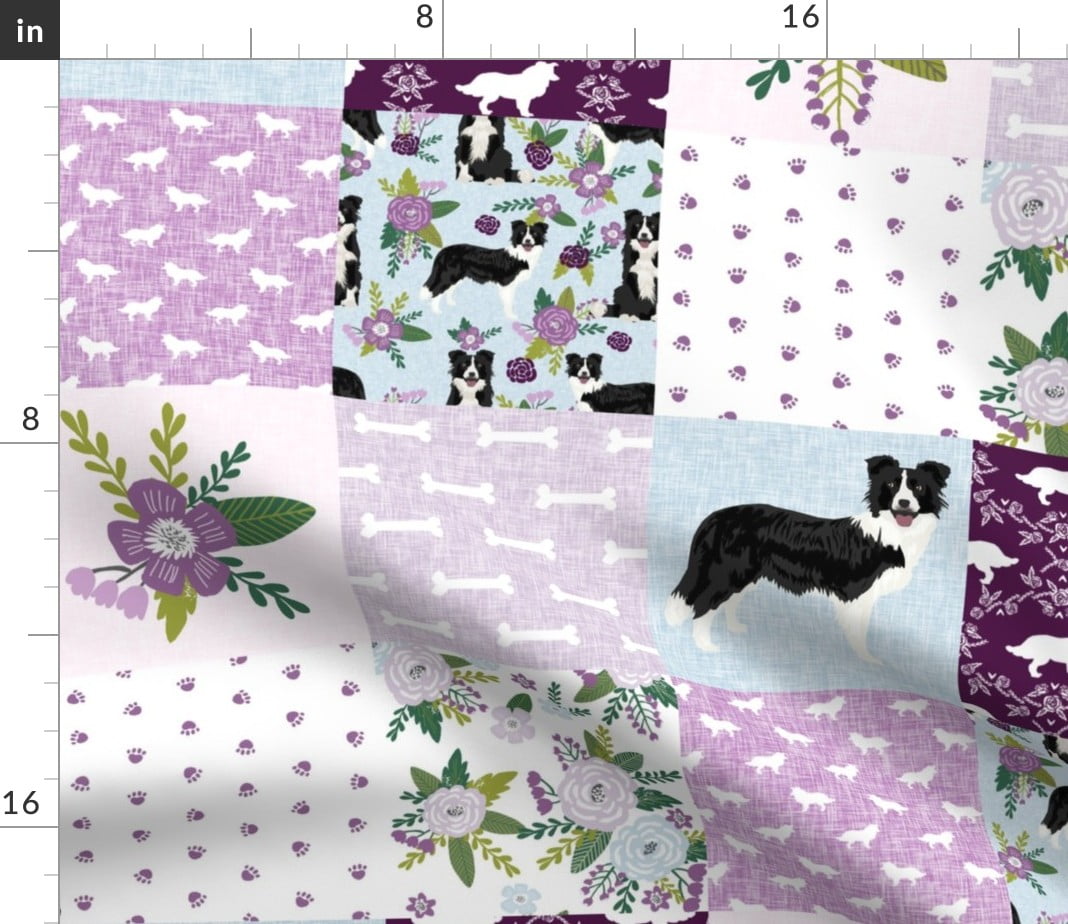 Border Collie Coffee Smaller Scale Dogs Pet Spoonflower Fabric by the Yard 