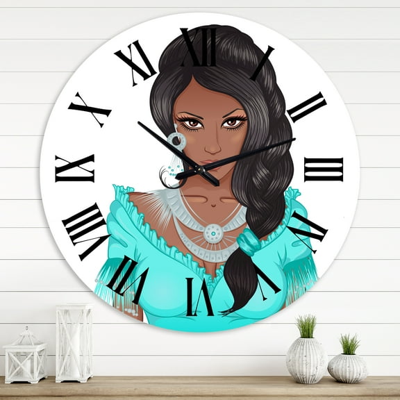 Designart 'Portrait Of African American Woman Xvi' Modern Wall Clock
