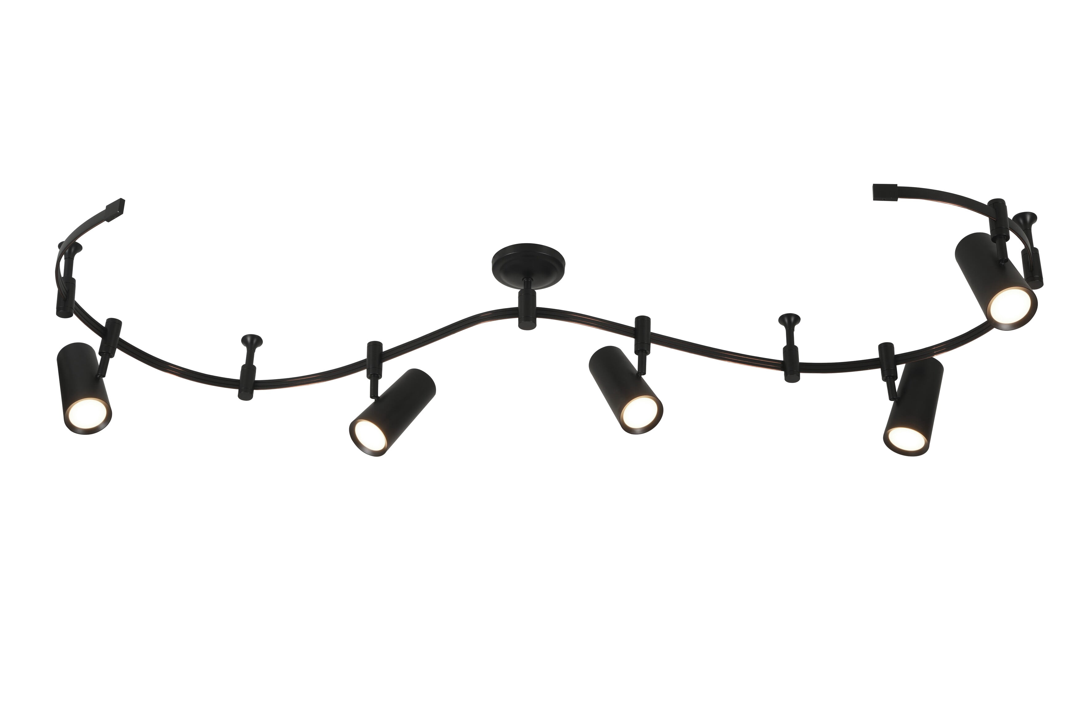 Catalina Lighting Ellipse Flex Track 5-Light Dimmable LED Track Light with 8' Adjustable Track Rail Modern Light Fixture for Kitchen, Living Room, Bedroom, or Office, 3000K, Black