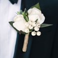 thumbnail image 3 of 1pcs Corsage Buttonholes With Ivory Roses For White Bridesmaid Groomsmen Weddings Prom, 3 of 13