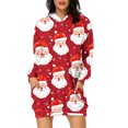 thumbnail image 2 of TIMIFIS Robe Chandail à Capuche pour Femmes Imprimé de Noël Manches Longues Ample avec Poches, 2 of 6