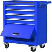 Aukfa Tool Chest, 24-in Steel Rolling Tool Box & Cabinet on Wheels for Garage, 4-Drawer, Blue