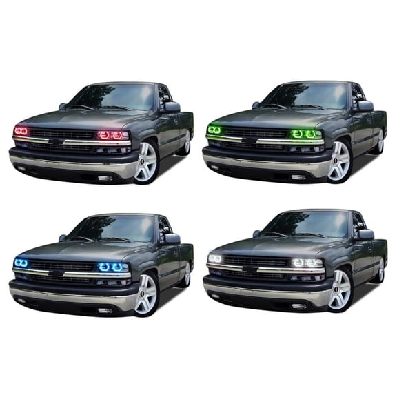 Flashtech LED RGB Multi Color Halo Ring Headlight Kit for Chevrolet Silverado 99-02 V.3 Fusion Color Change