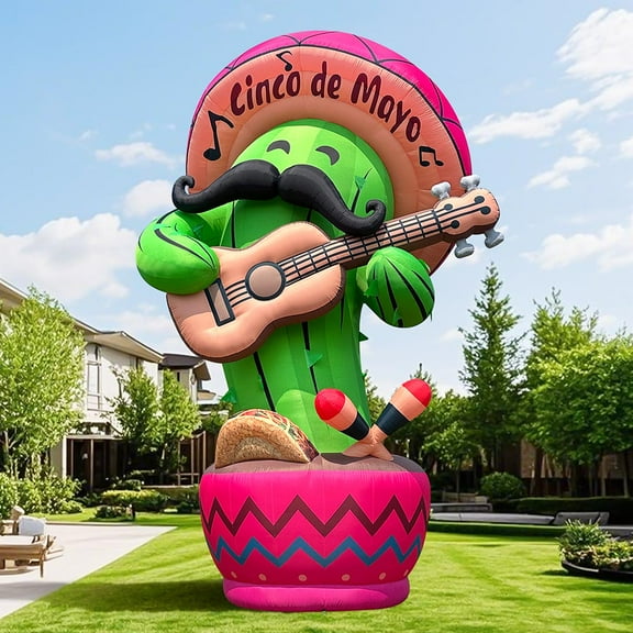 Wellcomer 25FT Inflatable Cactus Outdoor Decor with Blower for Cinco de Mayo
