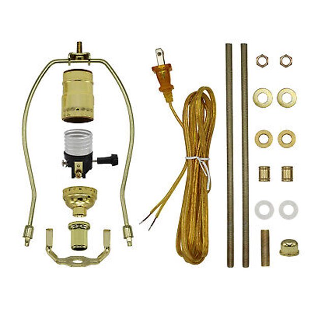 Gold MakeALamp Kit With All Parts & Instructions for DIY Lamp Repair