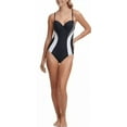 thumbnail image 4 of DKNY BLACK Colorblocked Tummy-Control Underwire One-Piece Swimsuit, US 8, 4 of 4