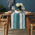 thumbnail image 2 of Turquoise Teal Table Runner - 48 Inch Long, Kitchen Dining Table Runner Dresser Scarves, Farmhouse Retro Ombre Wooden Grain Farmhouse Decor for Coffee Tables Wedding Party Banquet, 2 of 8