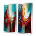 thumbnail image 3 of Designart "Rythmes de Sarcelle Éveil Abstrait I" Peinture Abstraite Encadrée Ensemble d'Art Mural de 2 - Ensemble d'Art Mural Encadré Rouge Moderne de 2, 3 of 6