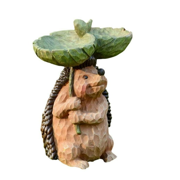 Cuenco para baño de pájaros para jardín, estatua de resina para patio exterior, comedero de resina para parque Erizo 15x10x20cm