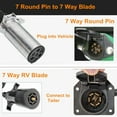 thumbnail image 3 of 7 Pin Round to 7 Pin Flat Adapter for Tractor Towing, 7 Pole Round to 7 Way RV Blade Trailer Connector Plug for Semi Truck Tractors Commercial Vehicle, 3 of 6