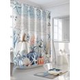 thumbnail image 3 of Fall Shower Curtain Blue Pumpkin Shower Curtains for Bathroom Thanksgiving Decor, Waterproof Polyester Shower Curtain Set with Hooks, Standard Size 72" x 72" Ocean Starfish Shell Coral, 3 of 6