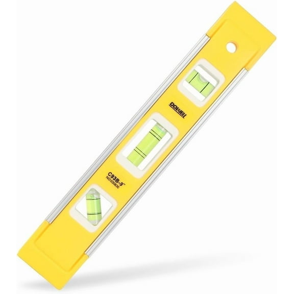 DOWELL 9-inch Magnetic Box Torpedo Level, 3 Different Bubbles 45°/90°/180° Measuring Shock Resistant