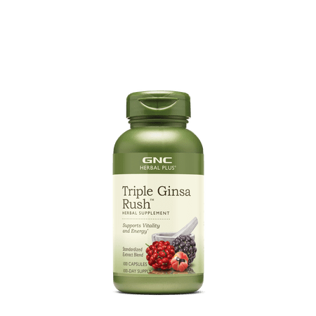GNC Herbal Plus Triple Ginsa Rush | Supports Vitality and Energy - 100 Capsules