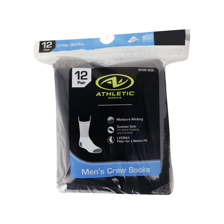 Athletic Works Men's Big and Tall Crew Socks 12 Pack