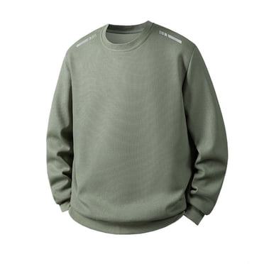 ZCFZJW Big and Tall Regular Fit Athletic Shirts for Men Lightweight Casual Waffle Knit Long Sleeve Crewneck Pullover Sweater Loose Comfy Workout Sweatshirts Green XXL