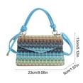thumbnail image 3 of Mini Straw Woven Crossbody Shoulder Bag | Contrast Color Striped Handbag | Waterproof Lightweight Plastic Purse | Spacious Organizer | 23x13x5cm | Light Blue Purple Pink Khaki, 3 of 6