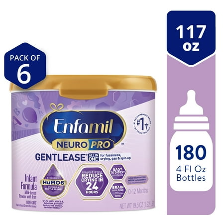 Enfamil NeuroPro Gentlease Powder Baby Formula, For Fussiness, Crying, Gas, Spit-up, & Soft Stools, 19.5 Oz Tub, 6 Count