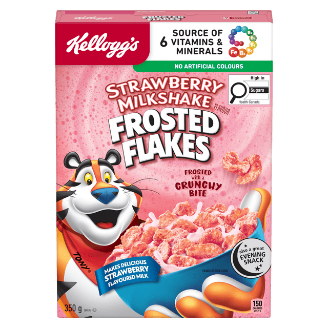 Kellogg's Frosted Flakes® Strawberry Milkshake Flavour Cereal