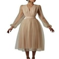 thumbnail image 3 of Robe de Soirée Formelle pour Femmes Patchwork en Maille Manches Longues, 3 of 7
