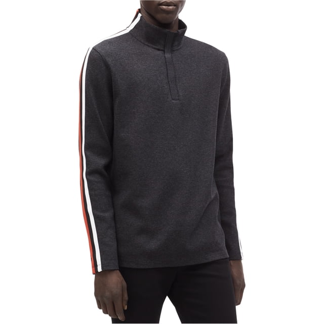 Calvin Klein Mens 1/4 Ribbed Pullover Sweater, Grey, XX-Large