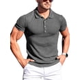 thumbnail image 1 of Camiseta de manga corta Sunloudy para hombre, estilo informal de verano y otoño, Color sólido, rayas verticales, botón frontal, solapa elástica, Tops, ropa de calle Sunloudy moda, 1 of 10
