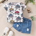 thumbnail image 2 of Toddler Boy Summer Outfit for 18-24 Months Baby Boy Clothes Toddler Summer Dinosaur Outfit Short Sleeve T-Shirt Tee Tops Joggers Casual Elastic Shorts 2Pcs Set Short Sets,A76-Red, 2 of 3