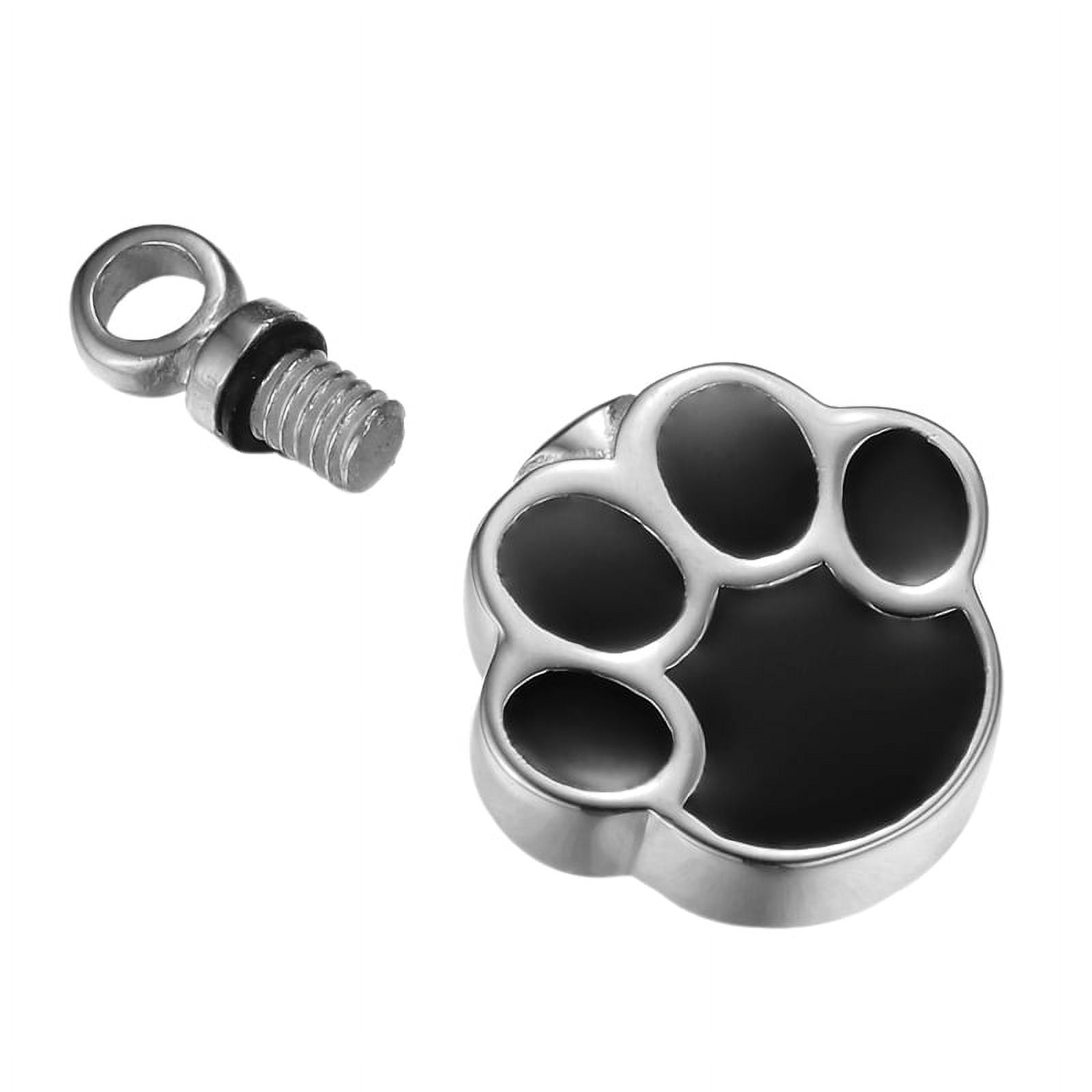 Silver Dog Paw Print Pendant for Pet Cremation Ashes Memorial Necklace Urn Keepsake Free Funnel Kit and Velvet Jewelry Box