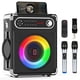 thumbnail image 1 of JAUYXIAN Altavoz Bluetooth con dos micrófonos inalámbricos, altavoz exterior con subwoofer/Tweeter, sistema de altavoces PA portátil con control remoto, luces Discol, FM, REC para el hogar, fiesta, 1 of 5