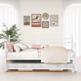 thumbnail image 2 of PAPROOS Twin Metal Daybed with Pop Up Trundle Bed, Heavy-Duty Steel Daybed for Bedroom Living Room, Modern Twin Size Daybed Frame with Adjustable Trundle, No Box Spring Needed, White, 2 of 9