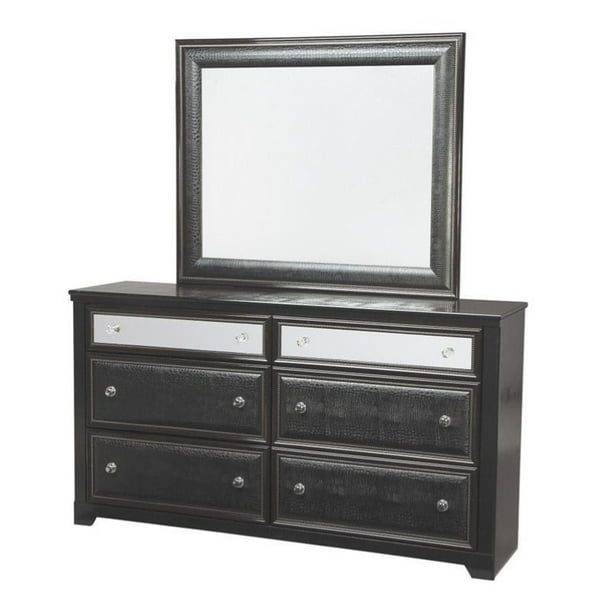Ashley Alamadyre 2 Piece Faux Leather Dresser Set In Black Walmart Com Walmart Com