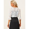 thumbnail image 4 of Cárdigan Corto Para Mujer, Manga Acampanada, Blusa Con Hombros Descubiertos De Encaje Floral Transparente Blanco M, 4 of 5