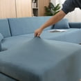 thumbnail image 5 of Eurhowing Sectional Couch Covers L-Shaped Sofa Covers, Velvet Super Stretch 2Pcs Sofa Slipcovers for 3 + 3 Seaters, Softness Corner Couch Cover, Gray Blue, 5 of 11