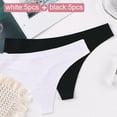 thumbnail image 3 of Tangas femeninas, ropa interior, calzoncillos para niñas, lencería elástica de tiro bajo, para mujeres, ropa interior sin costuras L blanco y negro Yinane bragas de mujer, 3 of 4