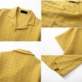 thumbnail image 4 of Men's Short Sleeve Shirt Lightweight Casual Button down Top for Summer,Beach Vacation,Breathable Hollow Out Texture Shirt for Men Yellow M, 4 of 5