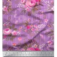 thumbnail image 1 of Soimoi Tissu en Velours Rayé, Feuilles & Roses Imprimé Floral au Mètre 58 Pouces de Large, 1 of 3