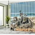 thumbnail image 5 of Ambesonne Digital Shower Curtain, Driftwood Shore Seagull, 69"Wx84"L, Blue, 5 of 5