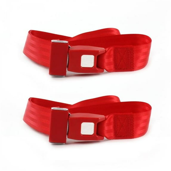 safeTboy Red Lap Bucket Seat Belt Kit for 1967-1974 AMC AMX Standard 2 Point - 2 Belts