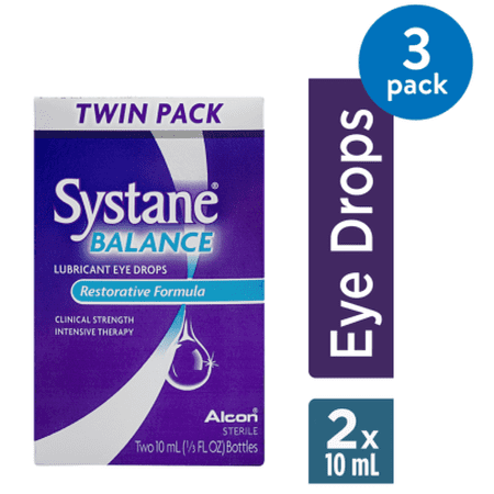 (3 pack) (3 Pack) Systane Balance Lubricant Eye Drops Restorative Formula TWIN - 2 CT