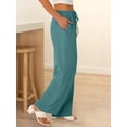thumbnail image 4 of Cutuoiiu Women's High Waisted Solid Color Wide Leg Pants, Drawstring Elastic Waist with Pockets, Lightweight Loose Fit Long Trousers for Everyday Wear Gift, 4 of 8
