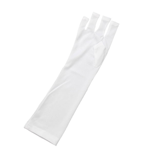 Guantes de protección UV para manicura: largos y cómodos, ideales para proteger tus manos durante el esmaltado en gel. Disponibles en dos modelos, blanco y de tela suave. ¡Perfectos para tus sesiones