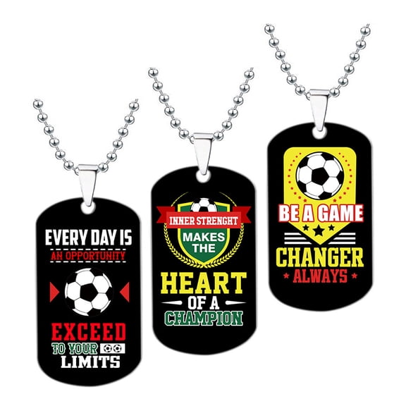 Color-Printed Soccer-Themed Motivational Gift Necklace for Teams, Friends, Family, and Colleagues
